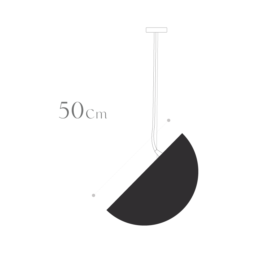 Lámpara colgante DOBLADA 50cm, diseño moderno semicircular